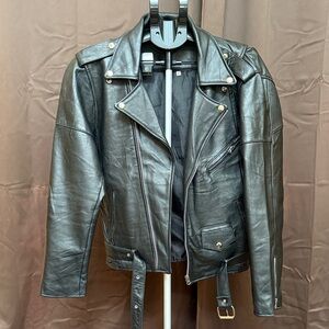 Mens Leather jacket black leather biker jacket moto jacket skinny fitting